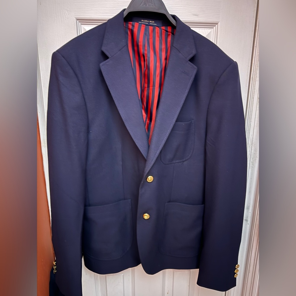 Zara blazer jacket men size 44, Navy blue